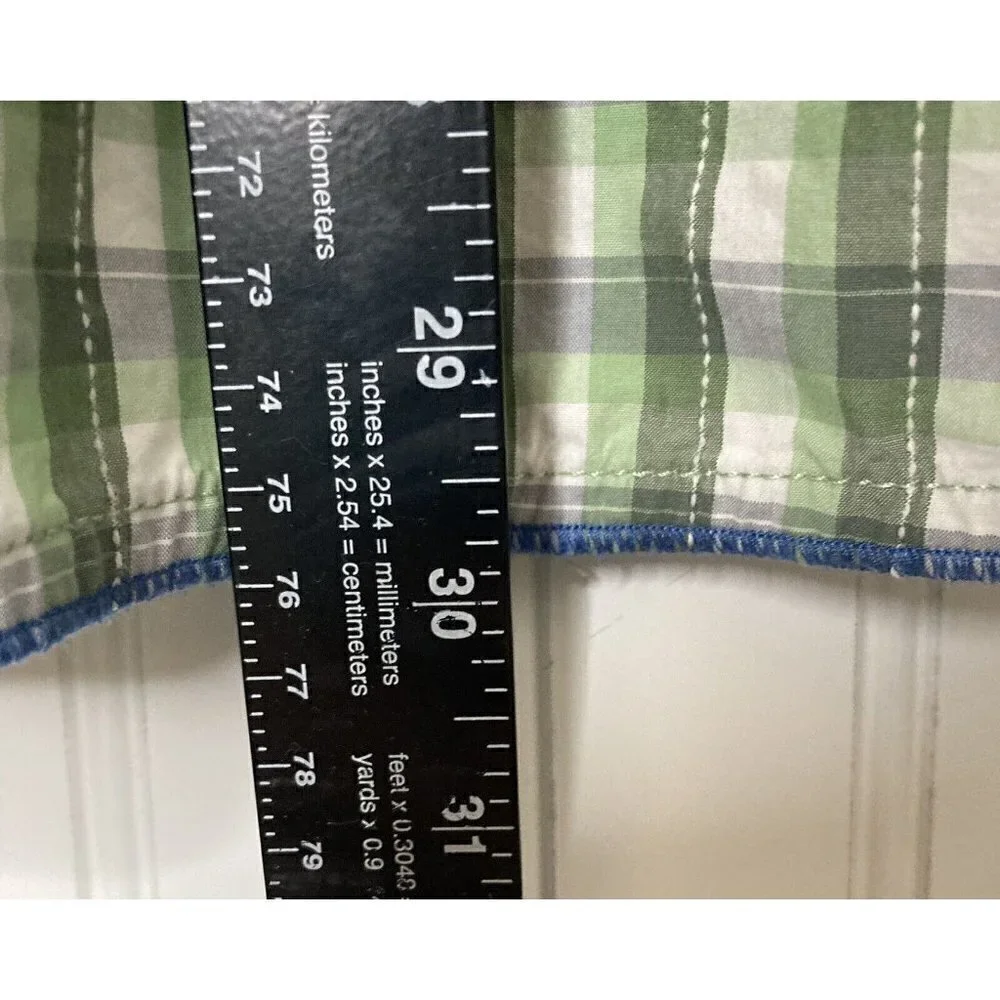 Tommy Bahama Island Crafted Men’s Large Green Plaid Short Sleeve Button Up Shirt